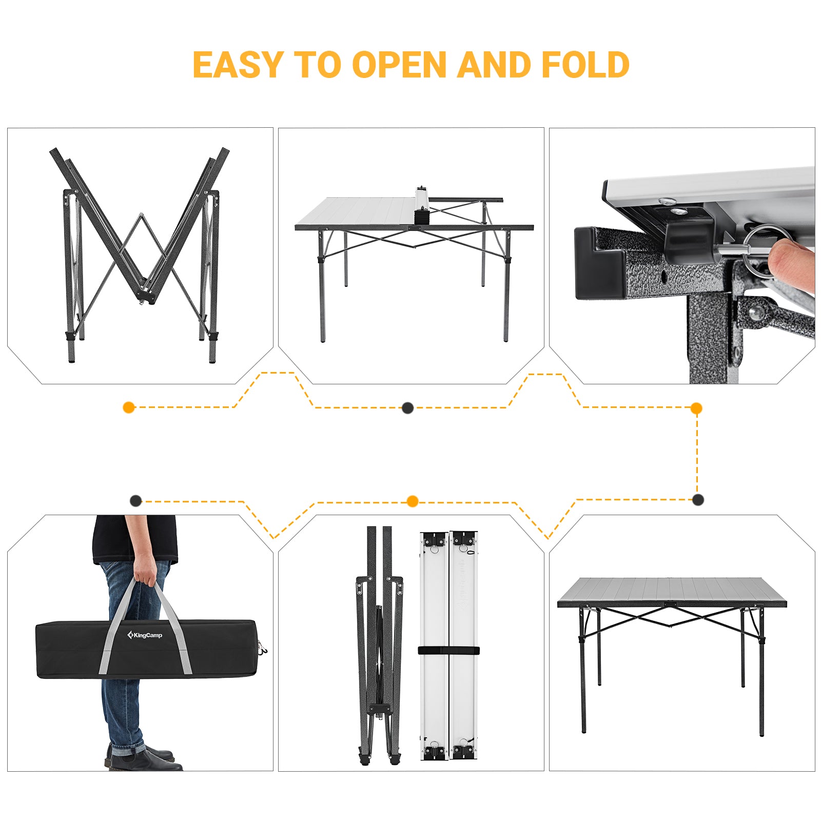 KingCamp Folding Roll up Table for 4-6 Person