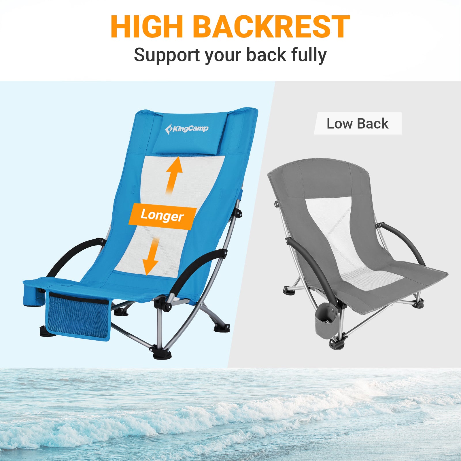 KingCamp High Mesh Back Beach Folding Chair
