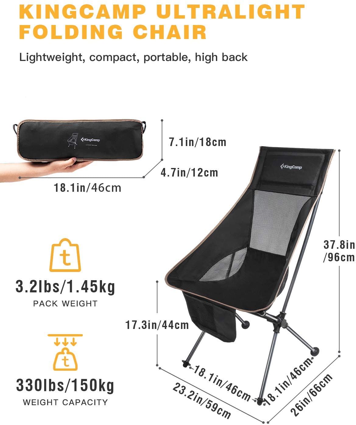 KingCamp High Sling Beach Chair