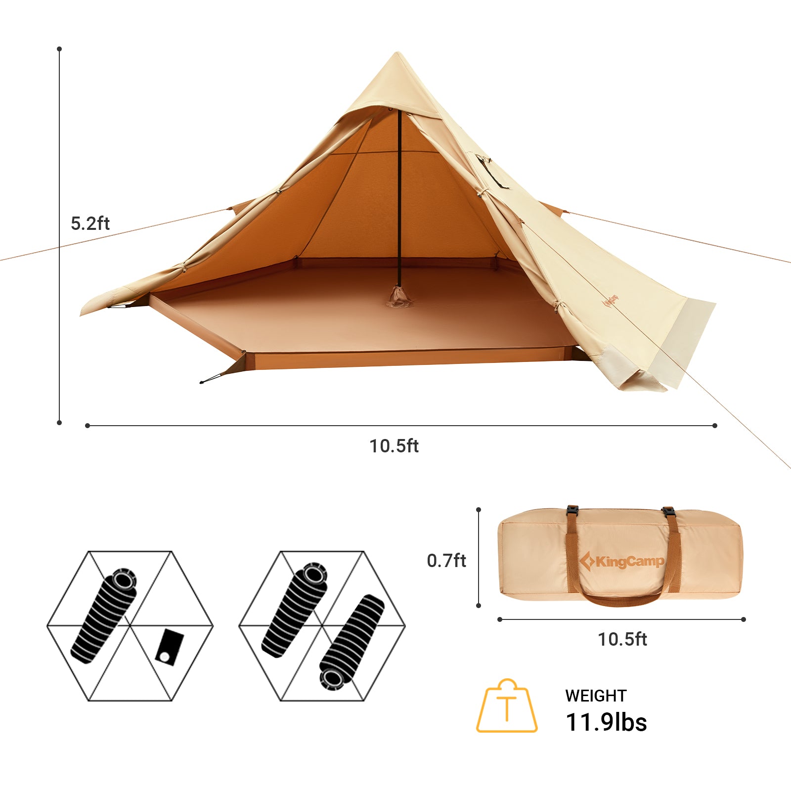 KingCamp hot tent khaki