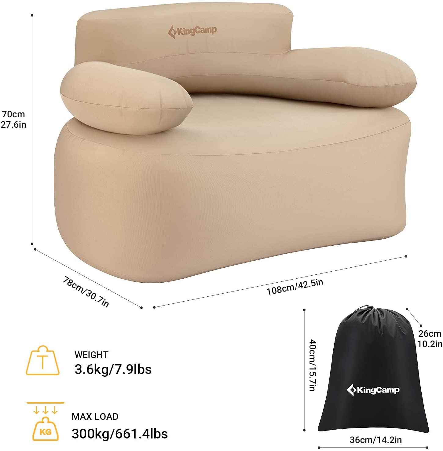 KingCamp Inflatable Portable Air Sofa