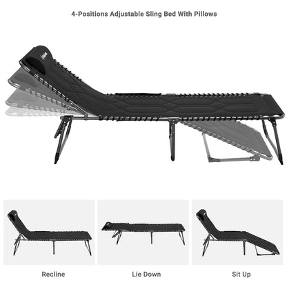 KingCamp Oversize Padded Folding Chaise Lounge Chair