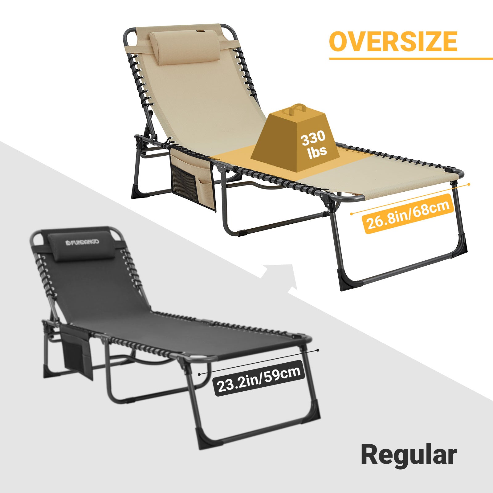 KingCamp Oversized Adjustable 4-Position Folding Chaise