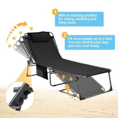 KingCamp Oversized Adjustable 4-Position Folding Chaise
