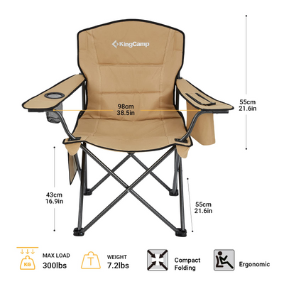 KingCamp Oversized Padded Arm Chair with Cooler