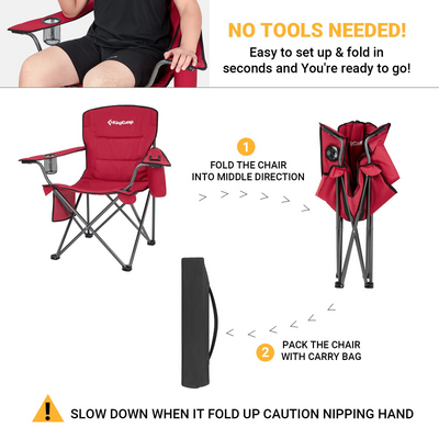 KingCamp Oversized Padded Arm Chair with Cooler