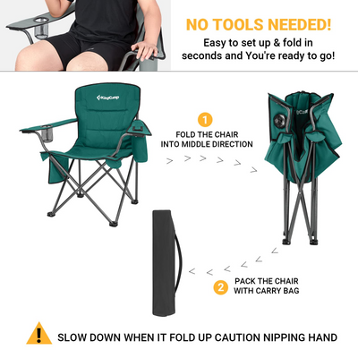 KingCamp Oversized Padded Arm Chair with Cooler