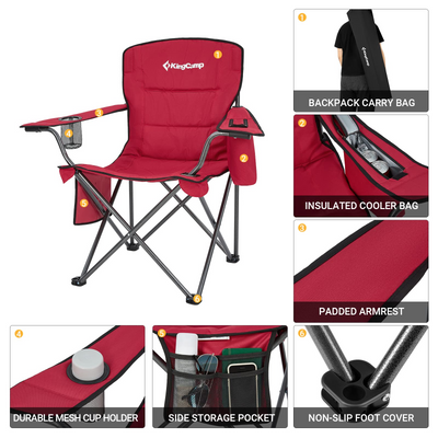KingCamp Oversized Padded Arm Chair with Cooler