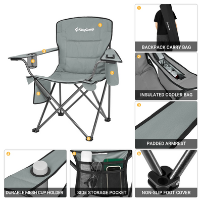 KingCamp Oversized Padded Arm Chair with Cooler