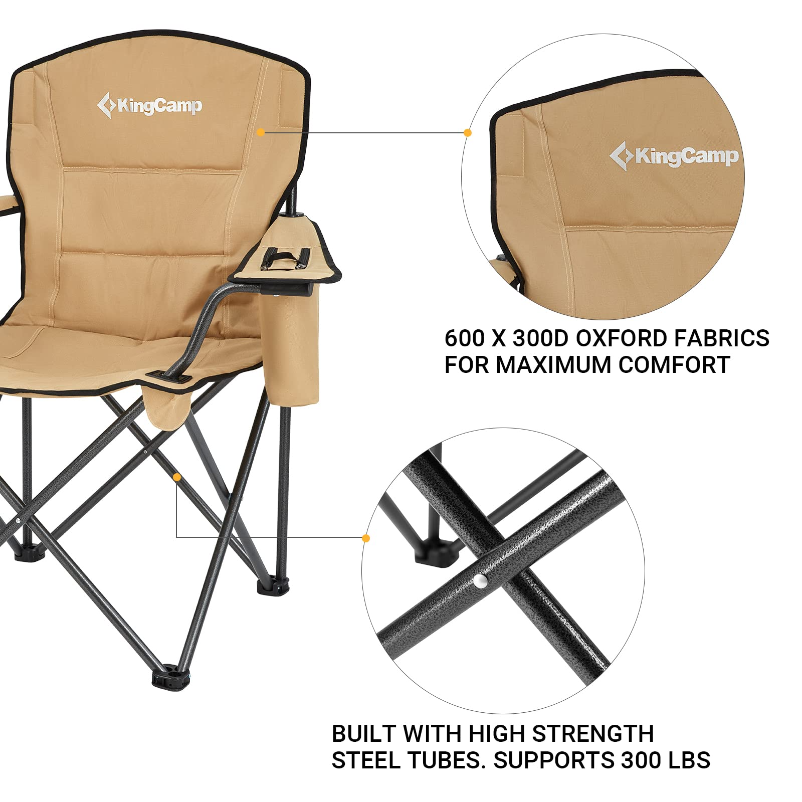 KingCamp Oversized Padded Arm Chair with Cooler