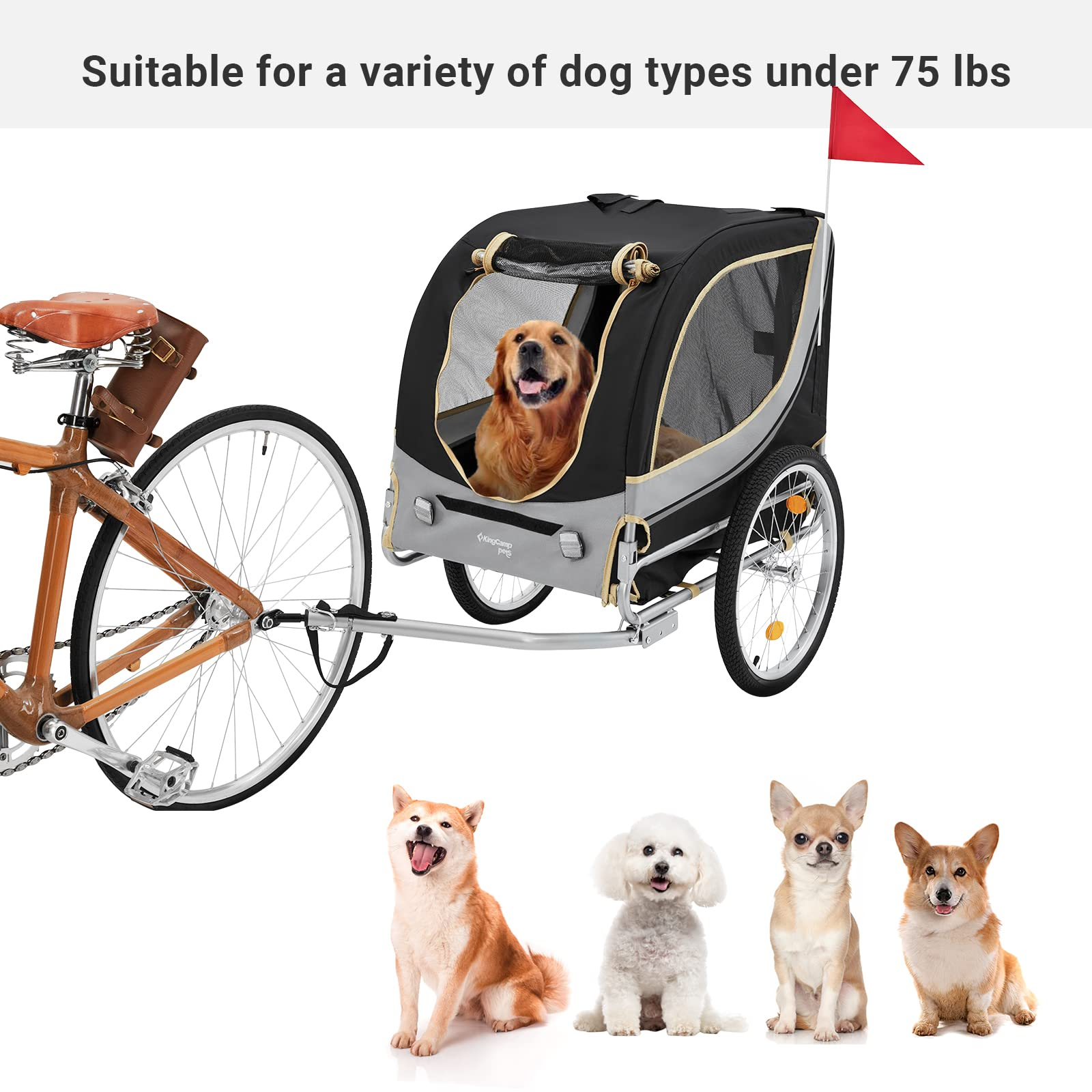 KingCamp Pet Bike Trailer Dog Carrier