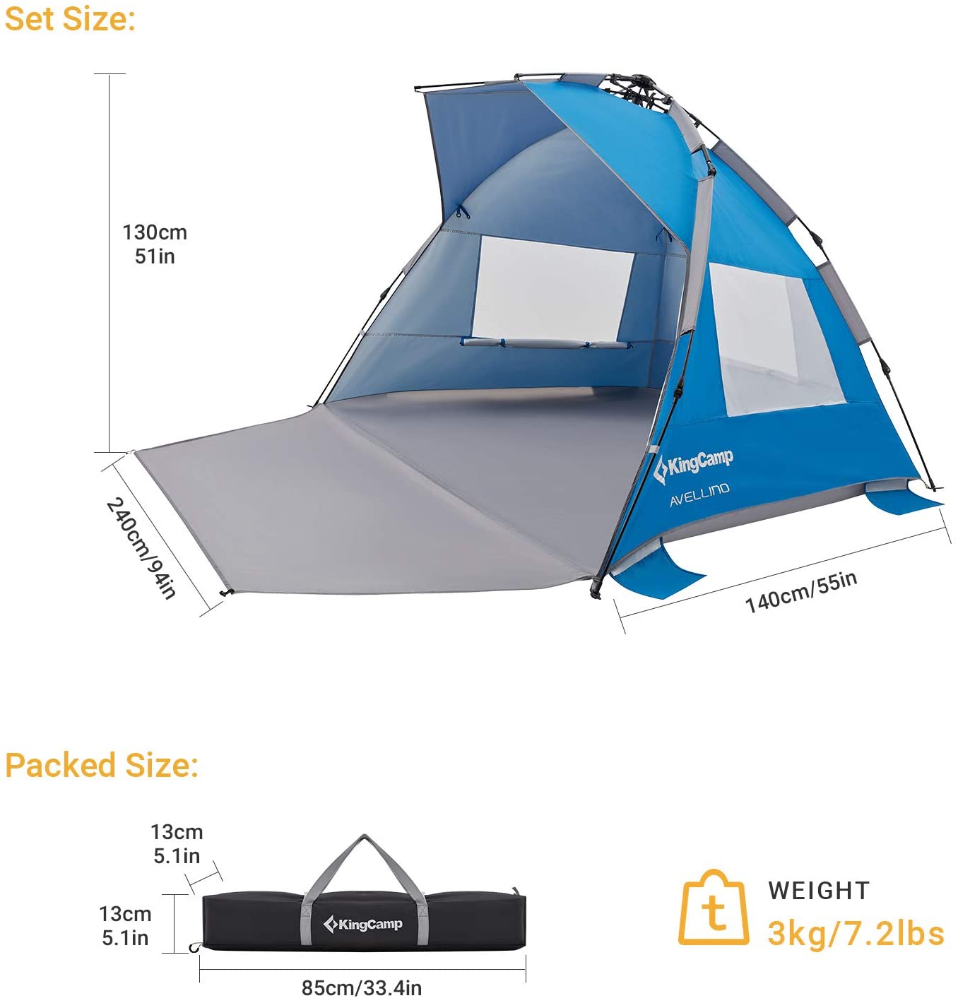 KingCamp Pop Up Beach Tent