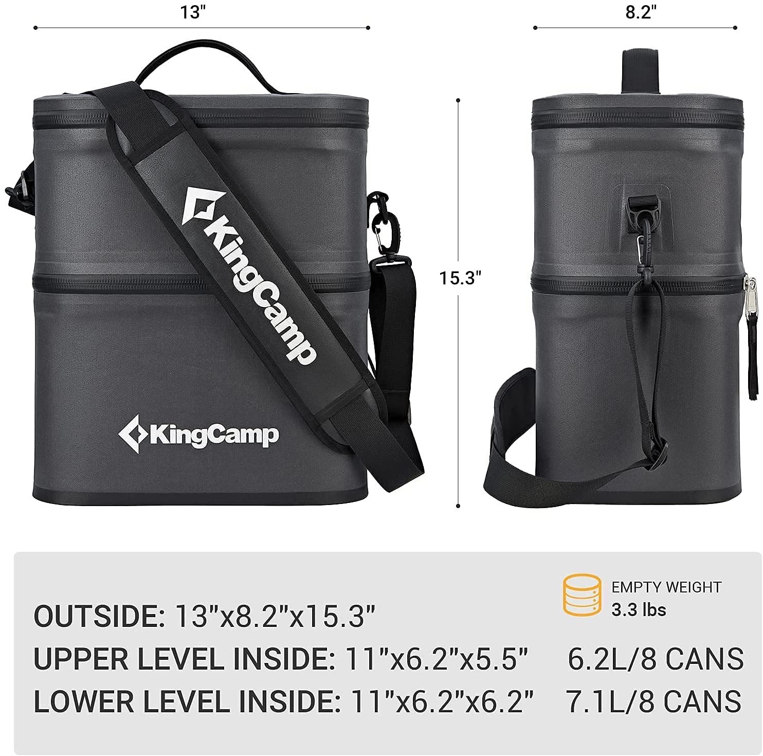 KingCamp Portable 16 Cans Double Layer Cooler Bag
