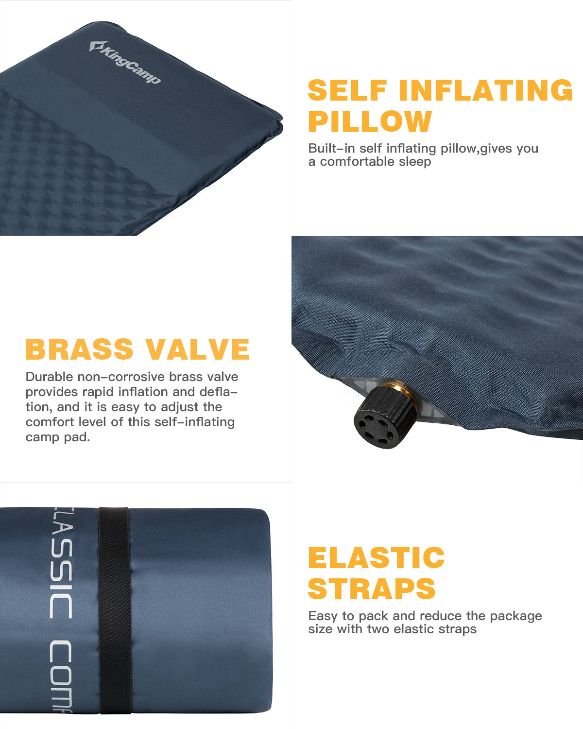 KingCamp Self-Inflating Sleeping Pads with Pillow
