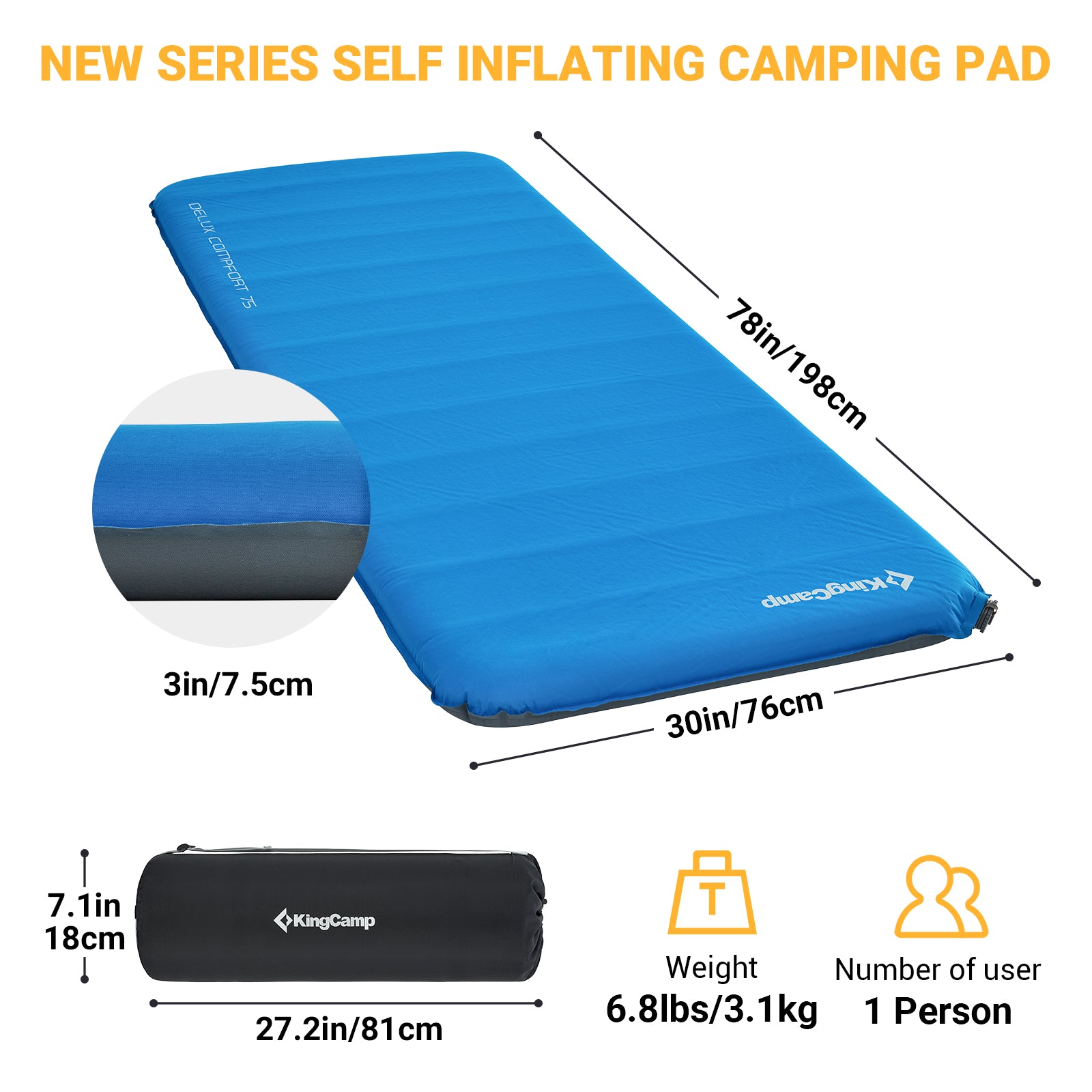Self Inflated Buy Single Self Inflating Sleeping Pad from KingCamp Outdoors