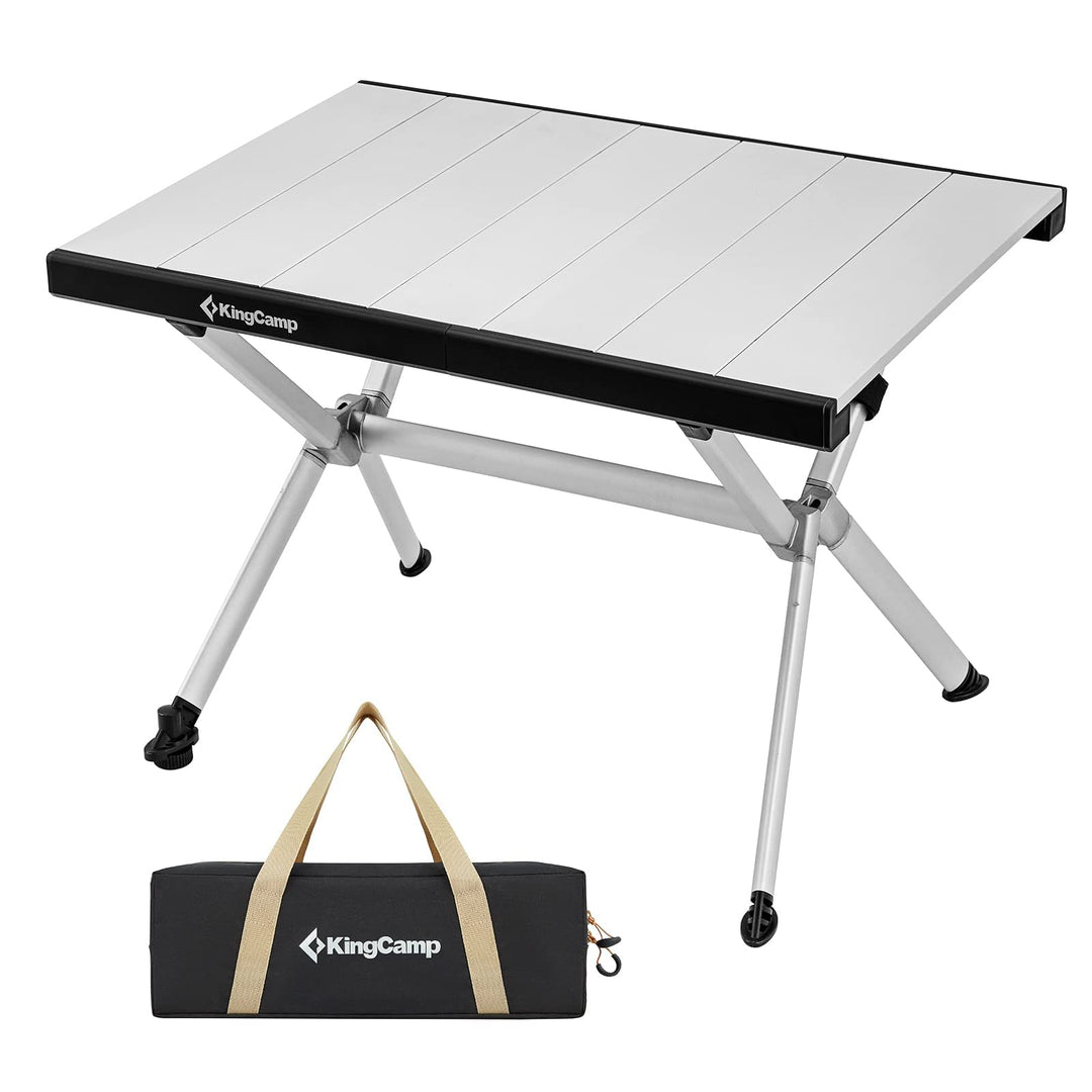 Portal Table De Camping Pliante Aluminium Carrée Roll Up - Pour 4 Personnes Avec Sac De Transport