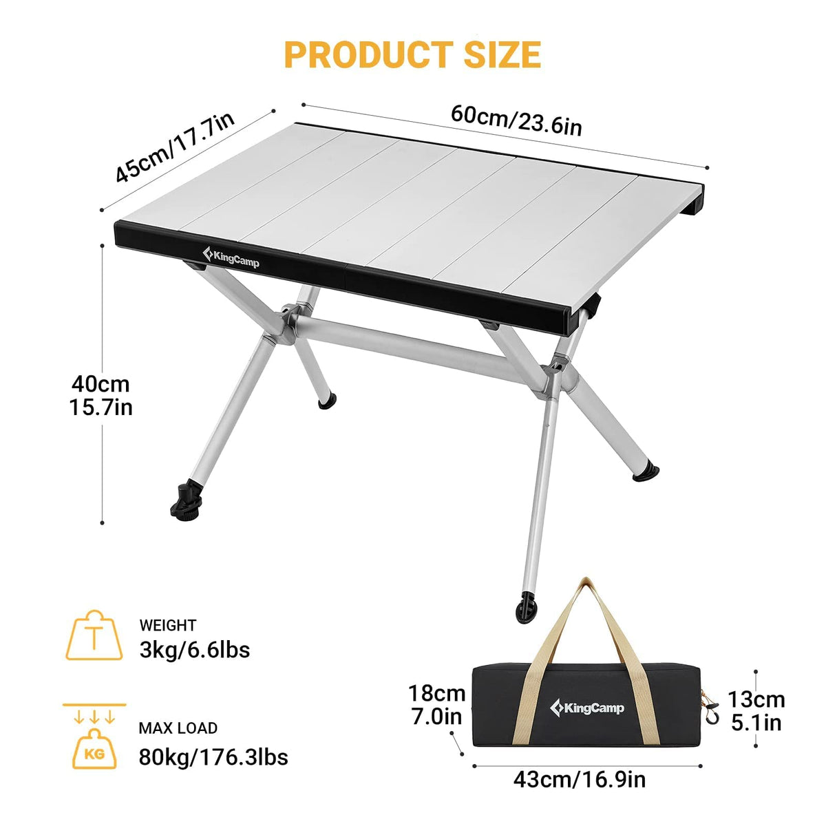 Order Small Camping Aluminum Roll-Up Table from KingCamp Outdoors