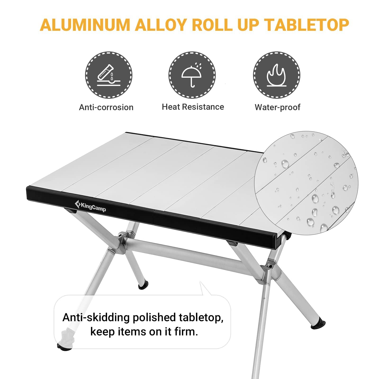 Order Small Camping Aluminum Roll-Up Table from KingCamp Outdoors