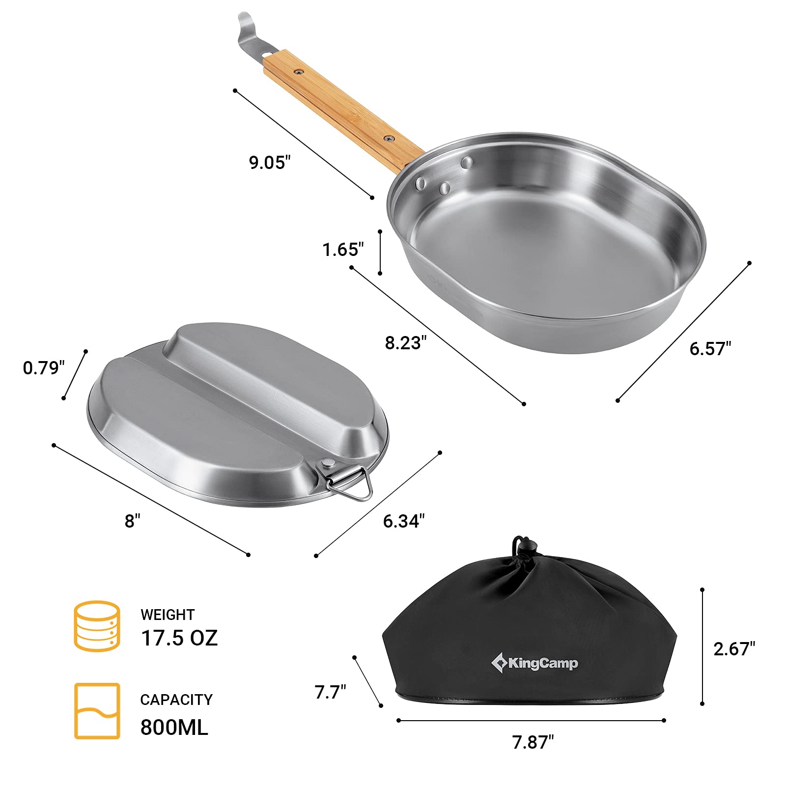KingCamp Stainless Steel Portable Food Container Cookware