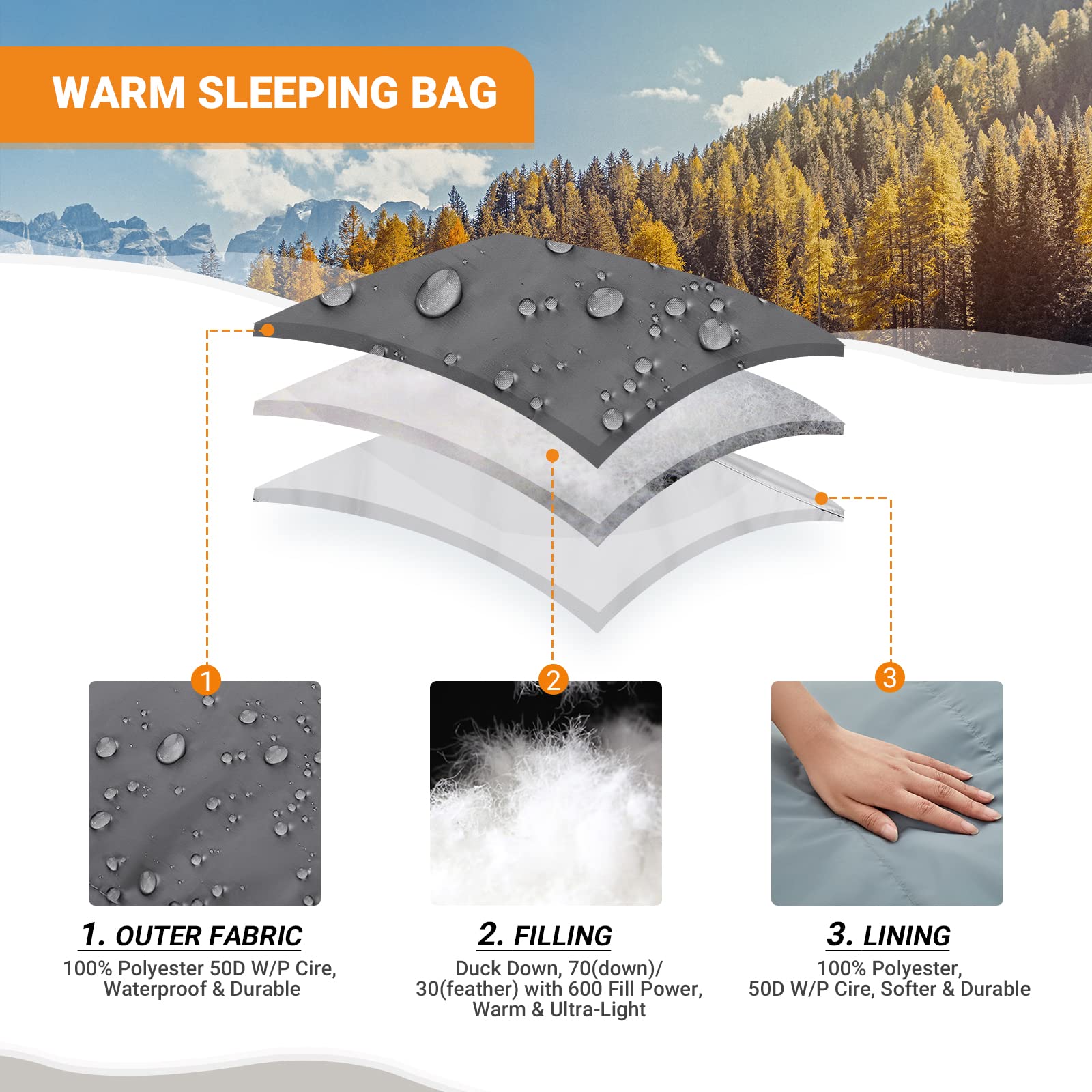 water proof down sleeping bag