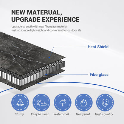 Heat shield fiberglass table