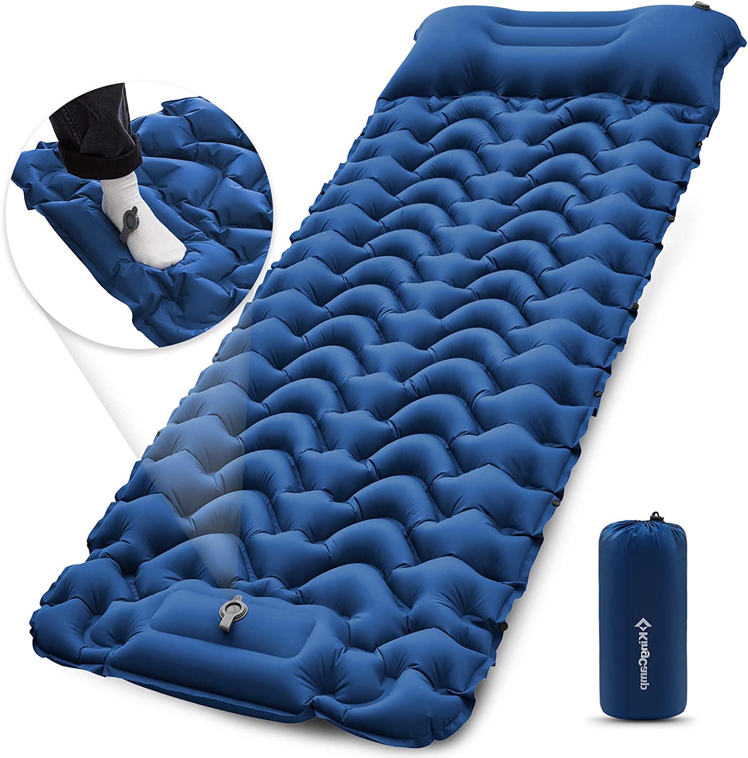 Self store inflating pad