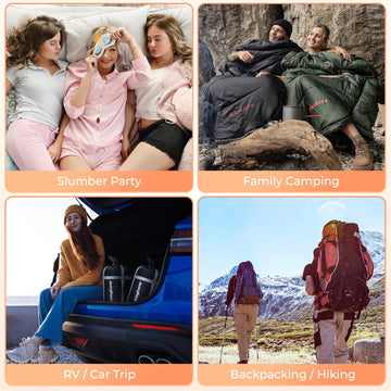 Sac De Couchage CARPZILLA Snooze 5 Saisons – Doublure Polaire, Oreiller Intégré, Imperméable, -10°C, Pour Pêche Camping Randonnée