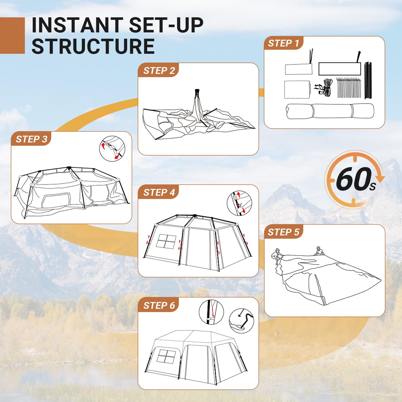 set up KingCamp Mountain In T2 Cabin Tent