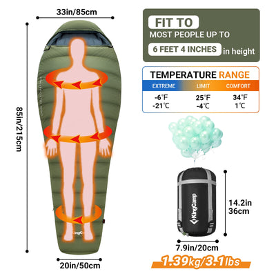 KingCamp PROTECTOR 400 Down Mummy Sleeping Bag