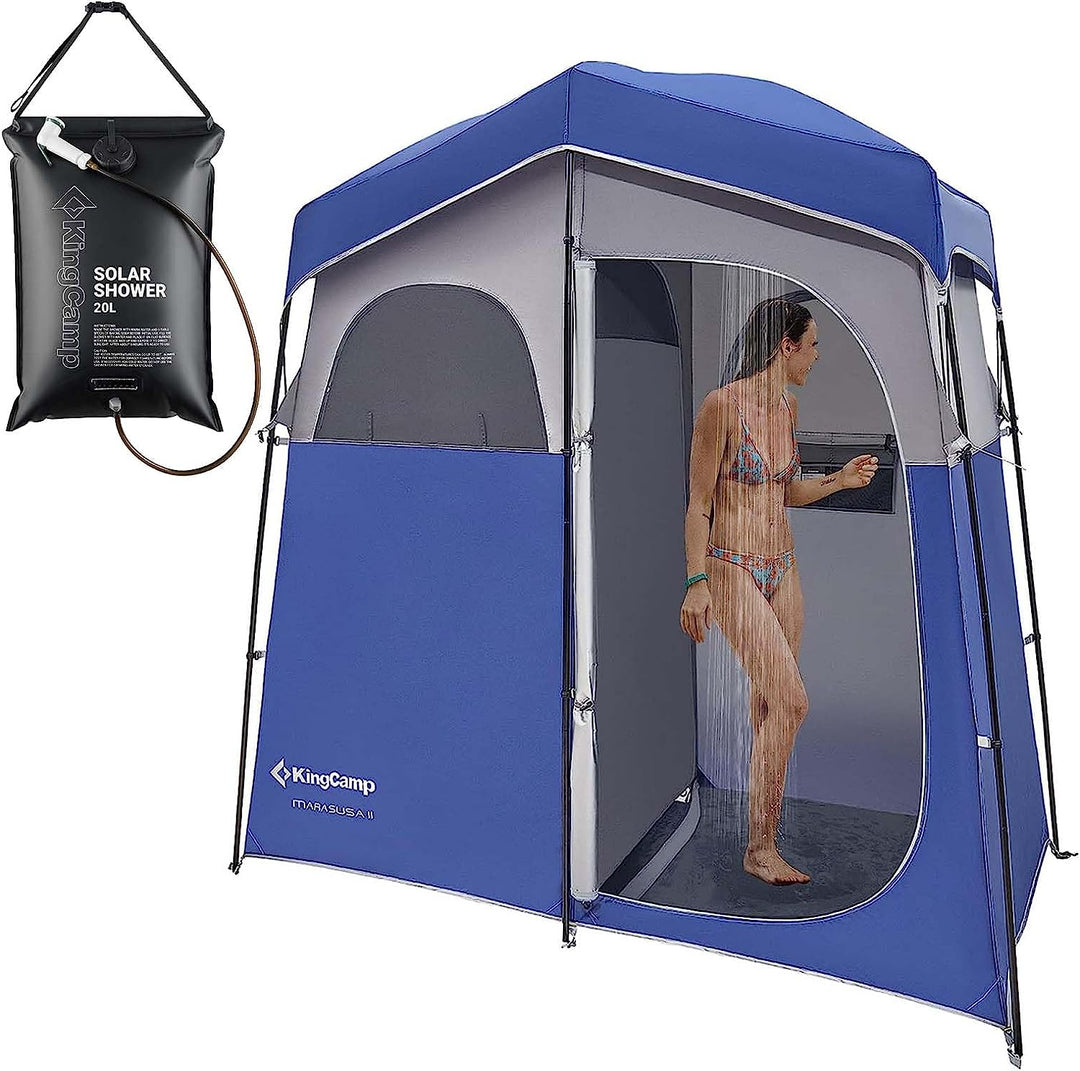 camp boss shower tent KingCamp Double Room Shower Tent with Solar Shower Set Green