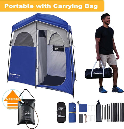 KingCamp Double Room Shower Tent with Solar Shower Set
