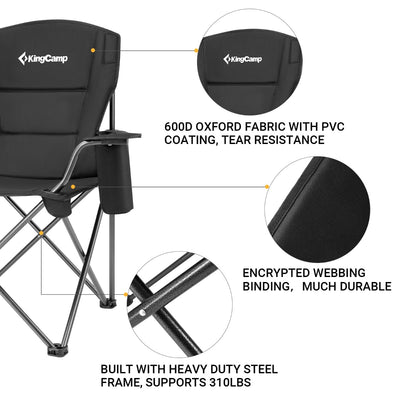 KingCamp Oversized Padded Arm Chair with Cooler