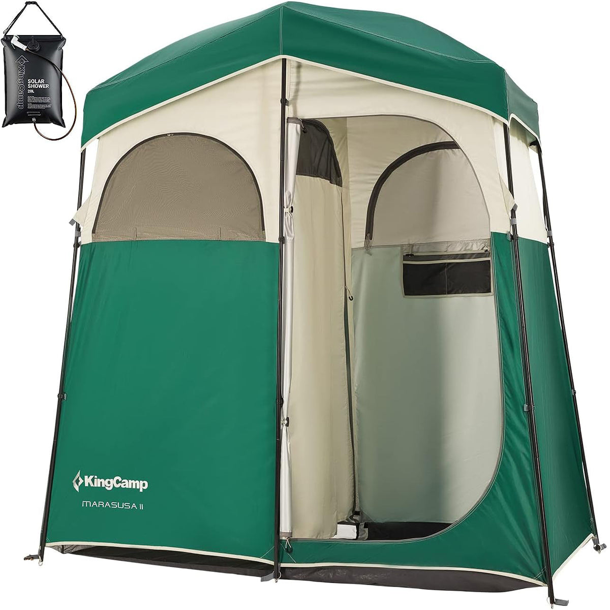 KingCamp Spacious Double Room Shower Tent Solar Shower Combo KingCamp