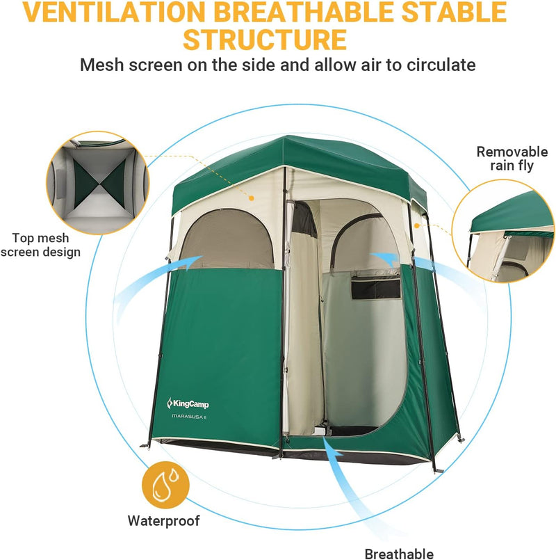KingCamp Spacious Double Room Shower Tent Solar Shower Combo – KingCamp ...