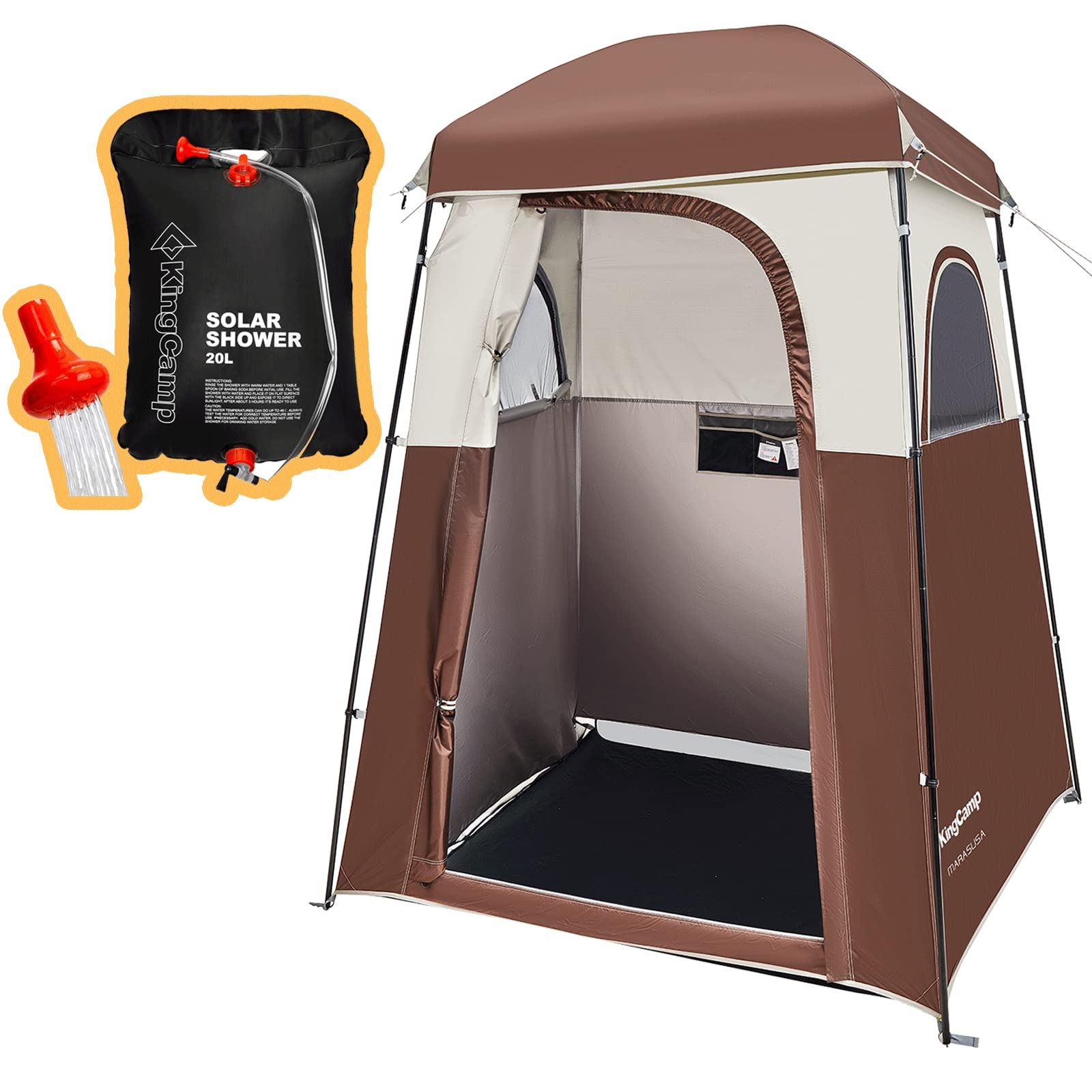 KingCamp Single Shower Tent with Camping Solar Shower