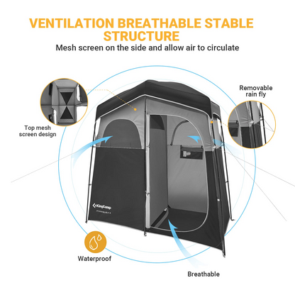 KingCamp Double Shower Tent with Solar Shower