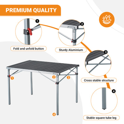 KingCamp 4-6 Person Lightweight Aluminum Alloy Folding Tables