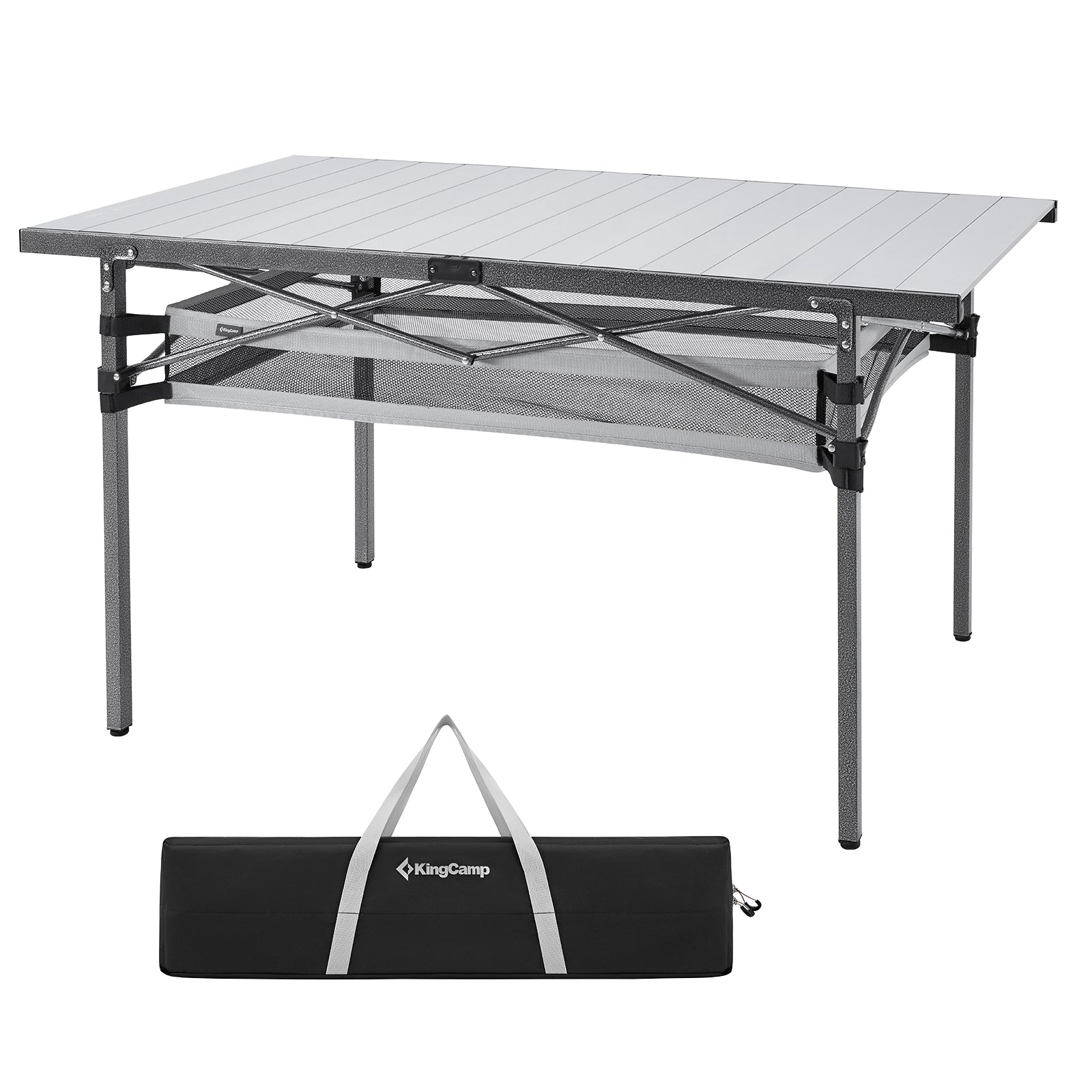 KingCamp Aluminum Roll Up Table with Storage Layer