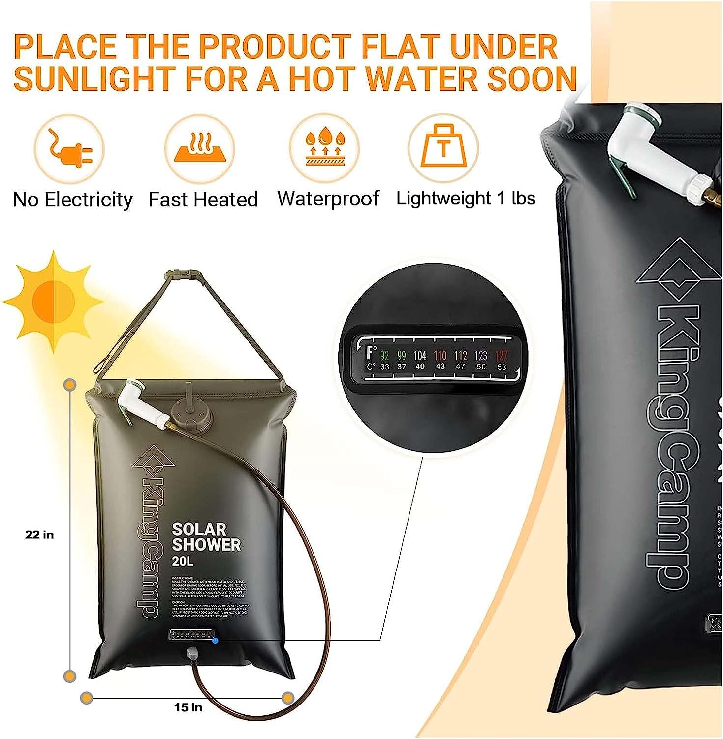 Solar Shower System KingCamp Spacious Double Room Shower Tent Solar Shower Combo – KingCamp ...