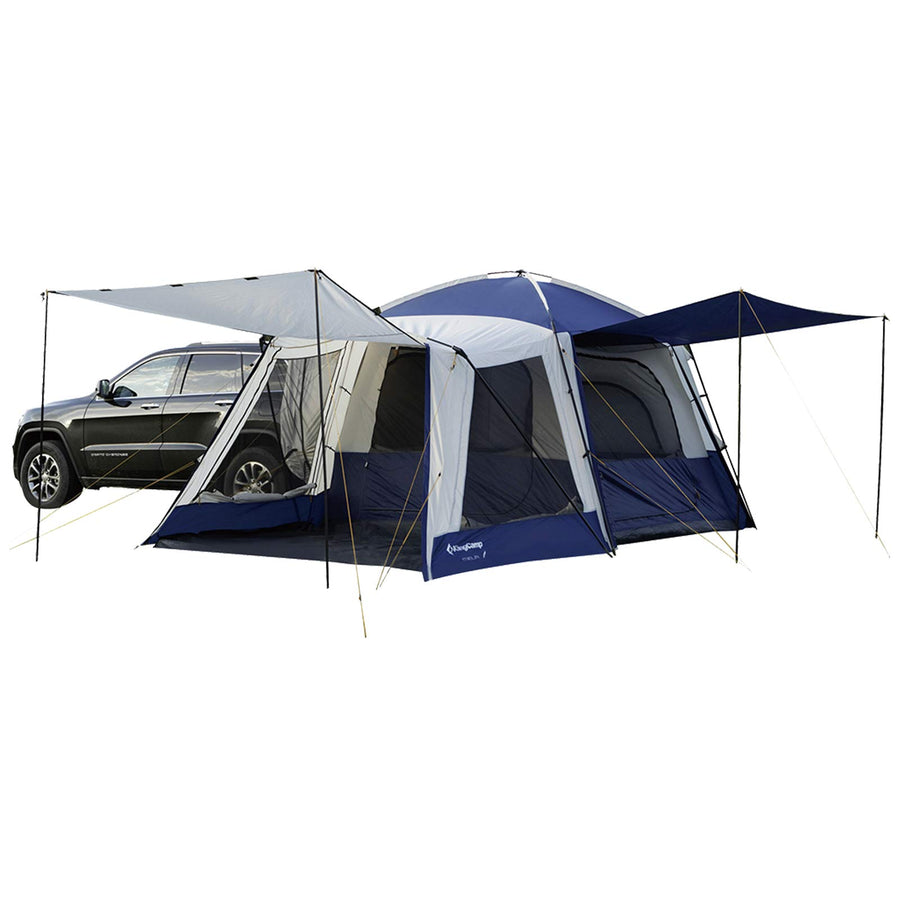 cheap tents for sale near me KingCamp Camping Square SUV Tent, Blue/Beige / 2 Room (Side Screen Room)